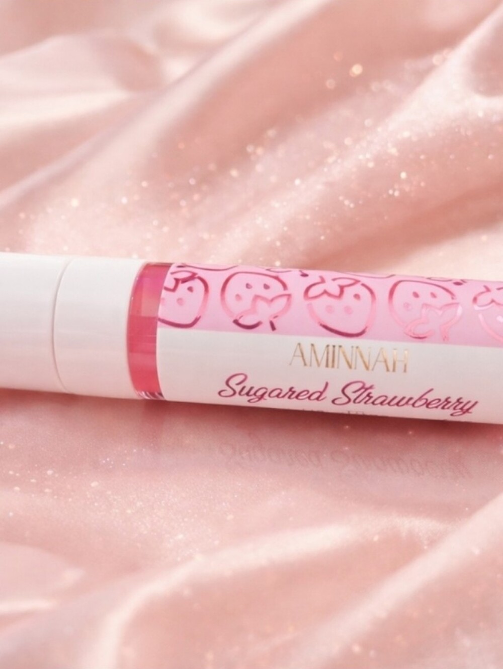 Aminnah-Sugared Strawberry 🍓 Lip Gloss - 🩷